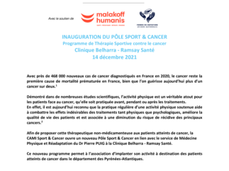 Inauguration du Pôle SPORT & CANCER Programme de Thérapie Sportive contre le cancer