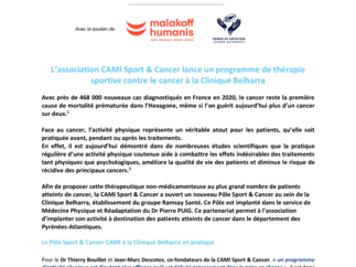 L’association CAMI Sport & Cancer lance un programme de thérapie sportive contre le cancer à la Clinique Belharra