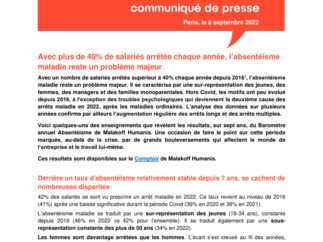 Communiqué Malakoff Humanis Absentéisme