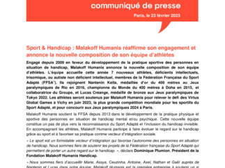 Sport & Handicap : Malakoff Humanis réaffirme son engagement et annonce la nouvelle composition de son équipe d’athlètes