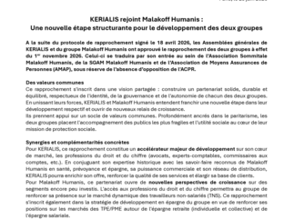 Communiqué sur le rapprochement KERIALIS et Malakoff Humanis