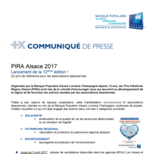 COMMUNIQUE DE PRESSE - lancement PIRA 2017