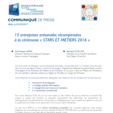 COMMUNIQUE de presse - STARS ET METIERS 2016 Champagne