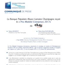 Communiqué de presse - Prix Mobilité Entreprises 2017