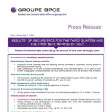 [Press release ] Q3 and 9M 2017 Results of Groupe BPCE