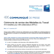 COMMUNIQUE de presse - Médailles BPALC 2017