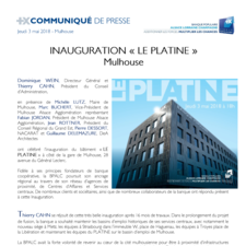 COMMUNIQUE de presse - Inauguration LE PLATINE - 03 mai 2018