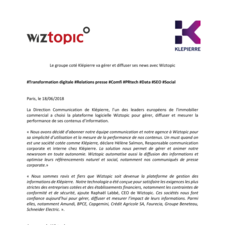 [CP] Klépierre gère et diffuse ses news avec Wiztopic (pdf)