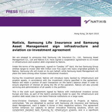 Natixis, Samsung Life Insurance and Samsung Asset Management sign infrastructure and aviation co-investment agreement