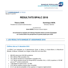 Communiqué de presse RESULTATS BPALC 2018