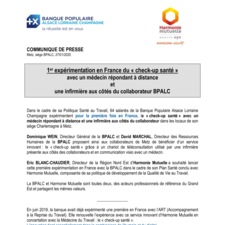 Communiqué de presse- Check up santé BPALC - Harmonie Mutuelle