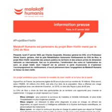 Malakoff Humanis est partenaire du projet Bien-Vieillir mené par le CHU de Nice