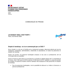 Communiqué Lancement DuoDay - Secrétariat d'Etat chargé des personnes handicapées