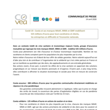 [CP] Covid-19 - Covéa et ses marques MAAF, MMA et GMF mobilisent 525 millions d’euros pour leurs sociétaires et clients, les entreprises en difficulté et l’économie nationale..pdf