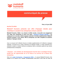 Communiqué de presse : "Malakoff Humanis présente son offre d'épargne retraite"