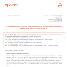 Communiqué de presse : "EPSENS dévoile les résultats de son étude sur le comportement d'épargne des salariés français, post-covid-19"