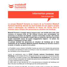 La Fondation Malakoff Humanis handicap dévoile les neuf lauréats de son appel à projets