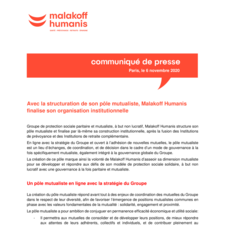 Communiqué Malakoff Humanis Pôle Mutualiste - Le 6 novembre 2020