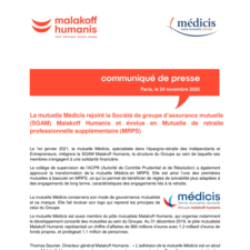 La mutuelle Médicis rejoint la SGAM Malakoff Humanis et évolue en MRPS