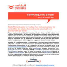Communiqué vulnérabilités des salariés - Malakoff Humanis
