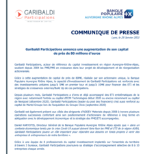 Communiqué de presse - Garibaldi Participations augmente son capital