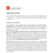 La Caisse d'Epargne Grand Est Europe se mobilise pour accopagner les entrepreneurs TPE, PME et acteurs de l'économe sociale et solidaire