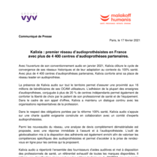 Kalixia : premier réseau d’audioprothésistes en France  avec plus de 4 400 centres d’audioprothèses partenaires.