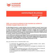 Communiqué Malakoff Humanis Resultats 2020