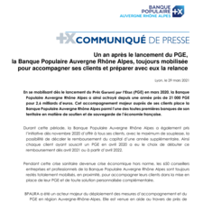 Communiqué de presse -  Un an après le lancement du PGE