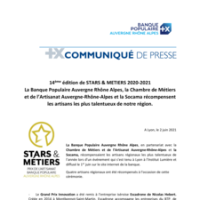 Communiqué de presse - Remise des prix Starts & Métiers 2020-2021