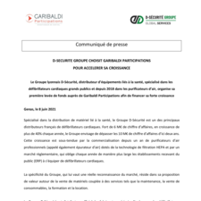 Communiqué de Presse - D-Sécurité Groupe choisit Garibaldi Participations pour accélérer sa croissance