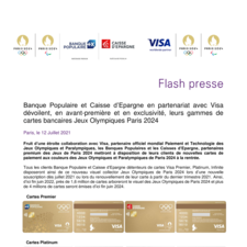 Banque Populaire et Caisse d'Epargne en partenariat avec Visa dévoilent, en  avant-première et en exclusivité, leurs gammes de cartes bancaires Jeux  Olympiques Paris 2024