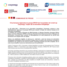 Communiqué de presse - Aquisition COZYNERGY par 5 Banques régionales Groupe BPCE