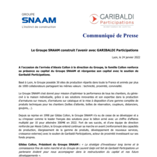 Communiqué de presse - Le Groupe SNAAM construit l’avenir avec GARIBALDI Participations