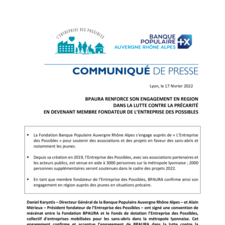 Communiqué de Presse - BPAURA accentue son engagement dans la lutte contre la précarité