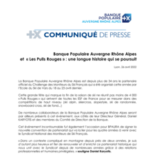Communiqué de presse - BPAURA et "les Pulls Rouges" : une longue histoire