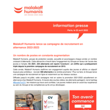 Malakoff Humanis lance sa campagne de recrutement en alternance 2022-2023