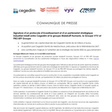 Signature d’un protocole d’investissement et d’un partenariat stratégique industriel inédit entre Cegedim et le groupe Malakoff Humanis, le Groupe VYV et PRO BTP Groupe
