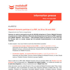Malakoff Humanis participe à La REF, du 29 au 30 août 2022