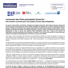 Communiqué de Presse_Prêts_Participatifs_Grand_Est - 04-10-2022