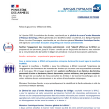 - Communiqué de presse - signature Manifeste ProMilès et convention de soutien à la politique de réserve opérationnelle
