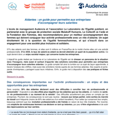 Communiqué de presse : Un guide pour accompagner les aidantes en entreprise