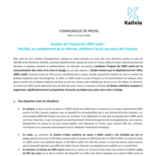 Analyse de l’impact du 100% santé : KALIXIA, en complément de la réforme, améliore l’accès aux soins des Français