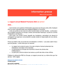 Le rapport annuel Malakoff Humanis 2022 est arrivé !