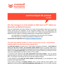 CP Baromètre Absentéisme Malakoff Humanis  - Juin 2023