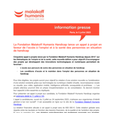 La Fondation Malakoff Humanis Handicap lance un appel à projet en faveur de l’accès à l’emploi et à la santé des personnes en situation de handicap