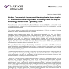 Press Release - Natixis CIB leads financing for $1.5 billion sustainability-linked revolving credit facility for Invenergy Renewables Operating I LLC.pdf