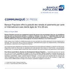 Communiqué de presse : carte international jeunes