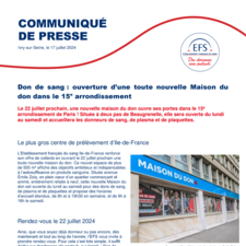 Don de sang : Ouverture d'une toute nouvelle Maison du don dans le 15e arrondissement de Paris