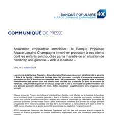 CP - La BPALC propose à ses clients une garantie  Aide à la famille